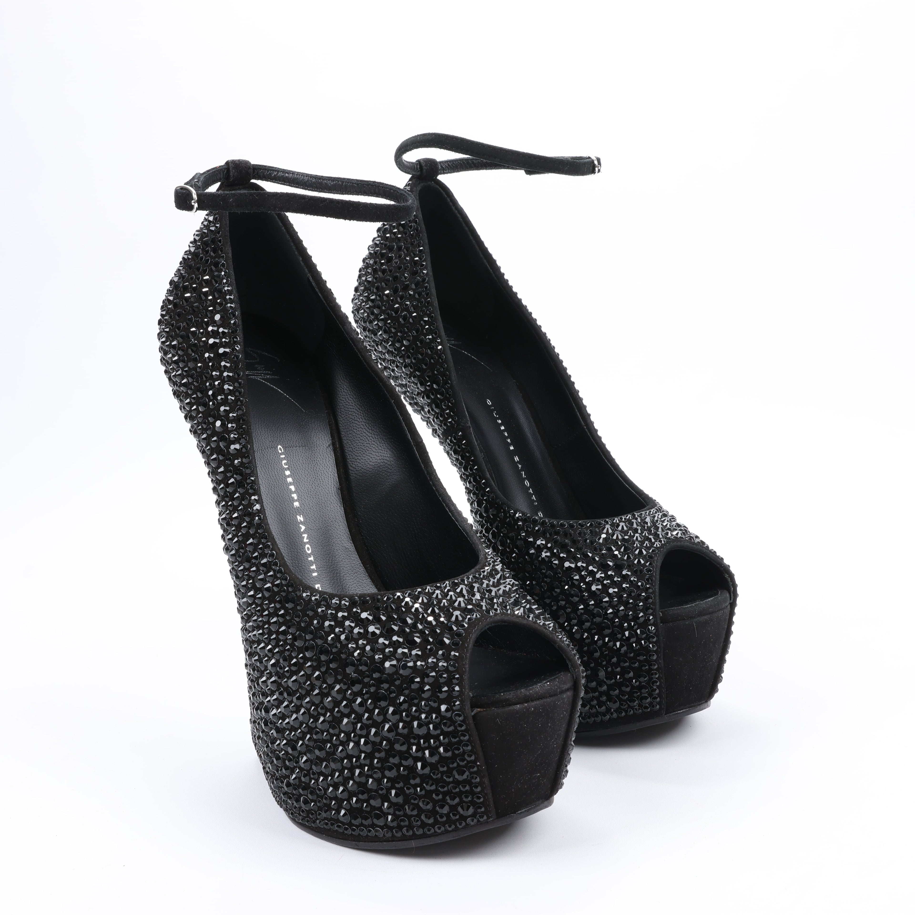 Giuseppe Zanotti Swarovski Crystal No-Heel Platform Wedges - Size 38 EU