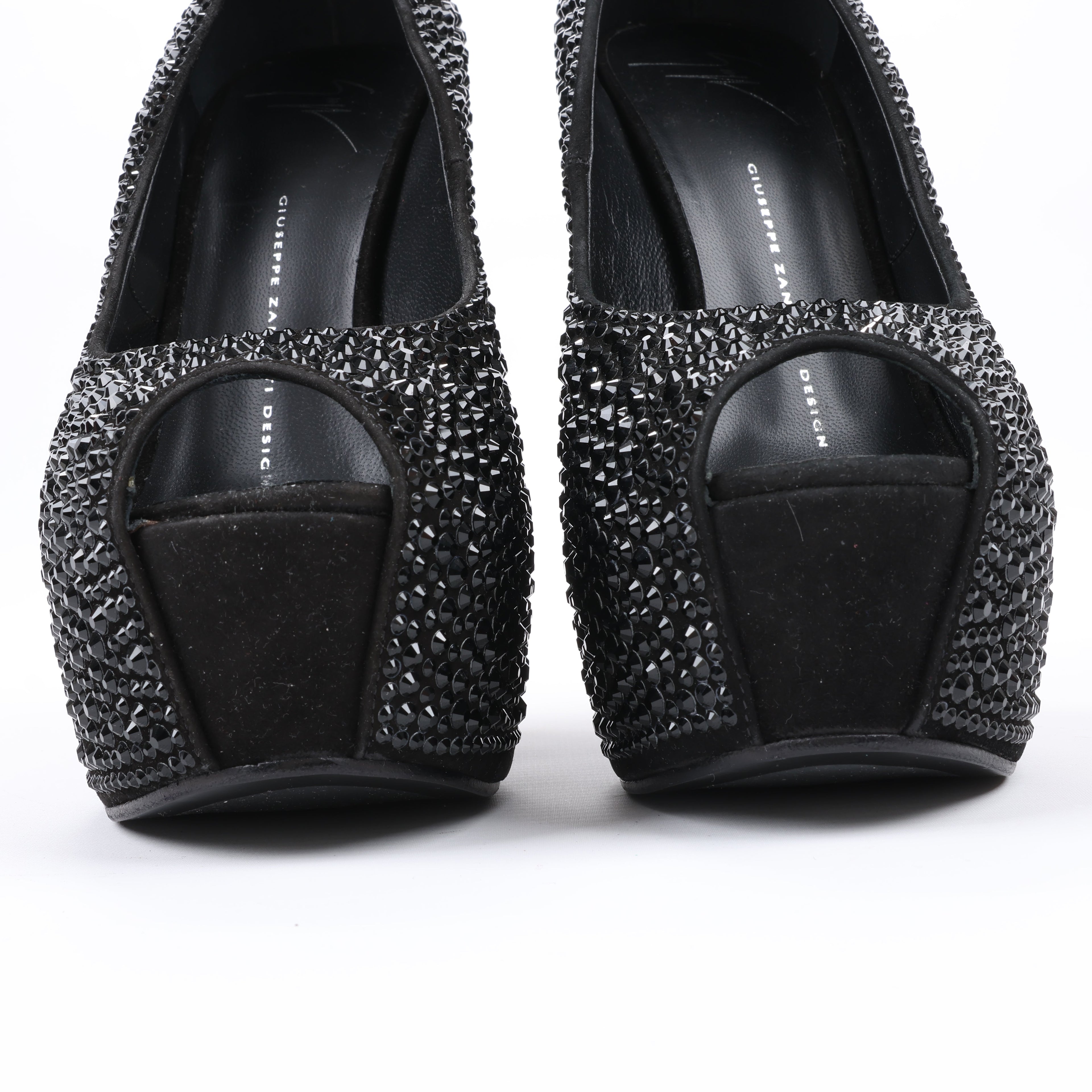 Giuseppe Zanotti Swarovski Crystal No-Heel Platform Wedges - Size 38 EU