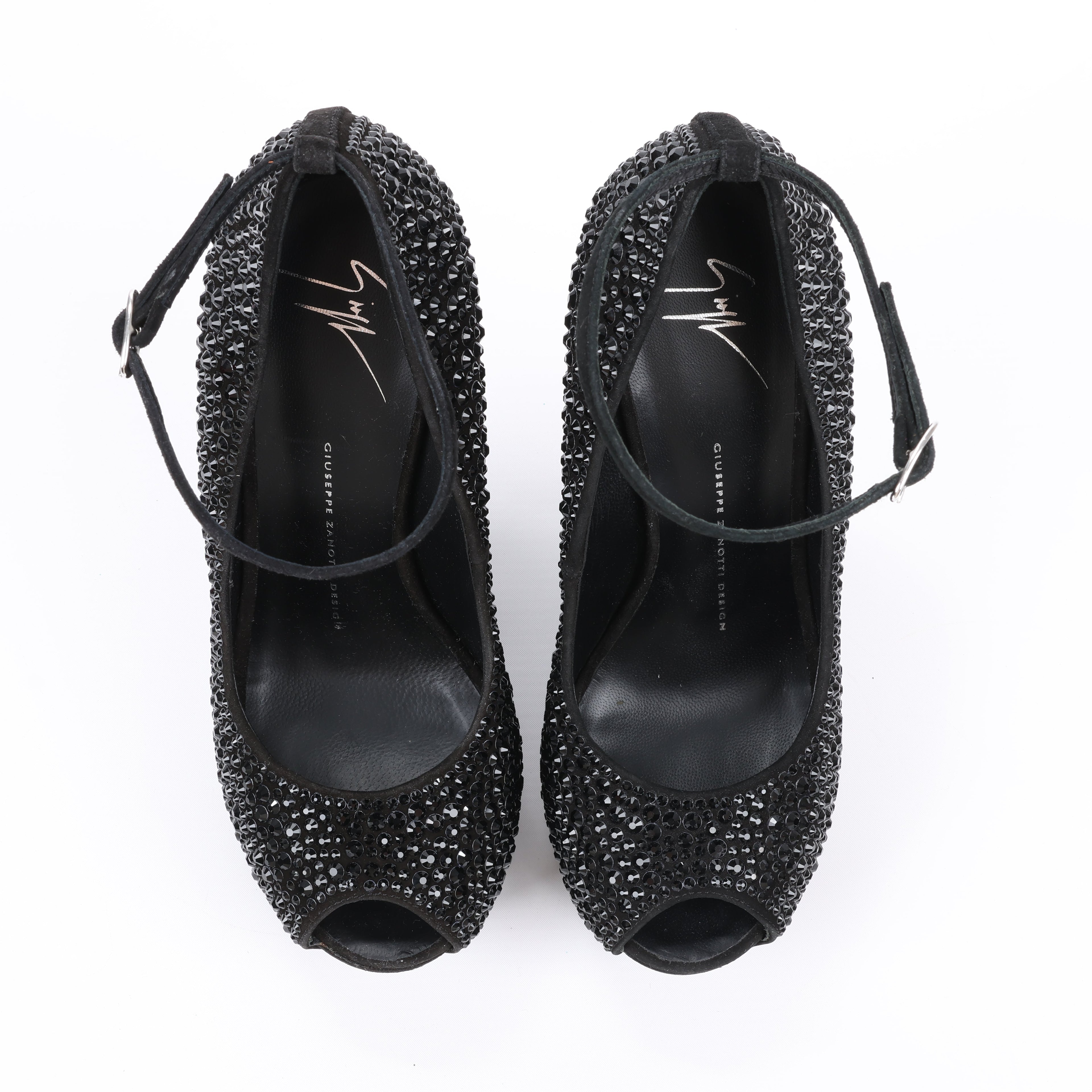 Giuseppe Zanotti Swarovski Crystal No-Heel Platform Wedges - Size 38 EU