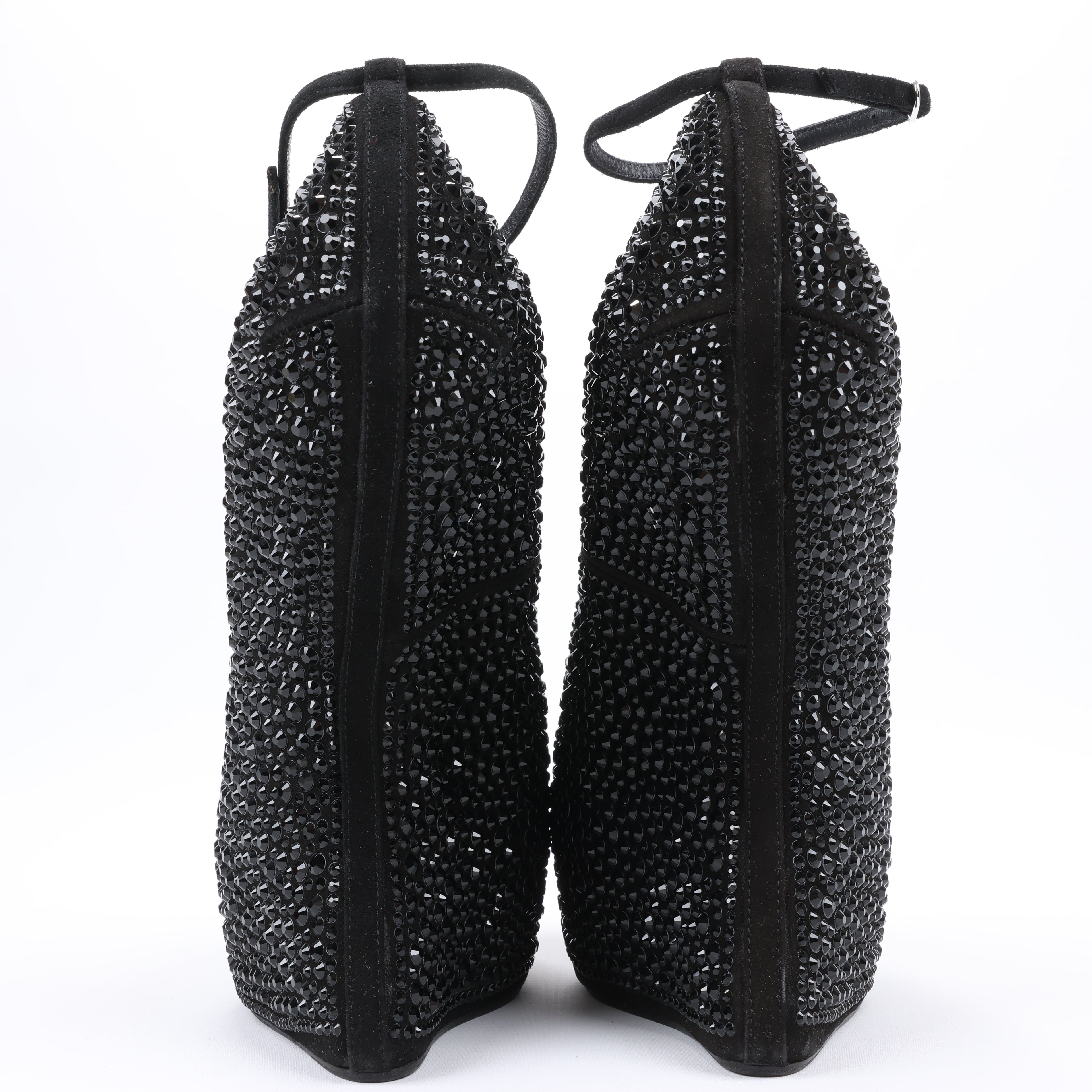 Giuseppe Zanotti Swarovski Crystal No-Heel Platform Wedges - Size 38 EU
