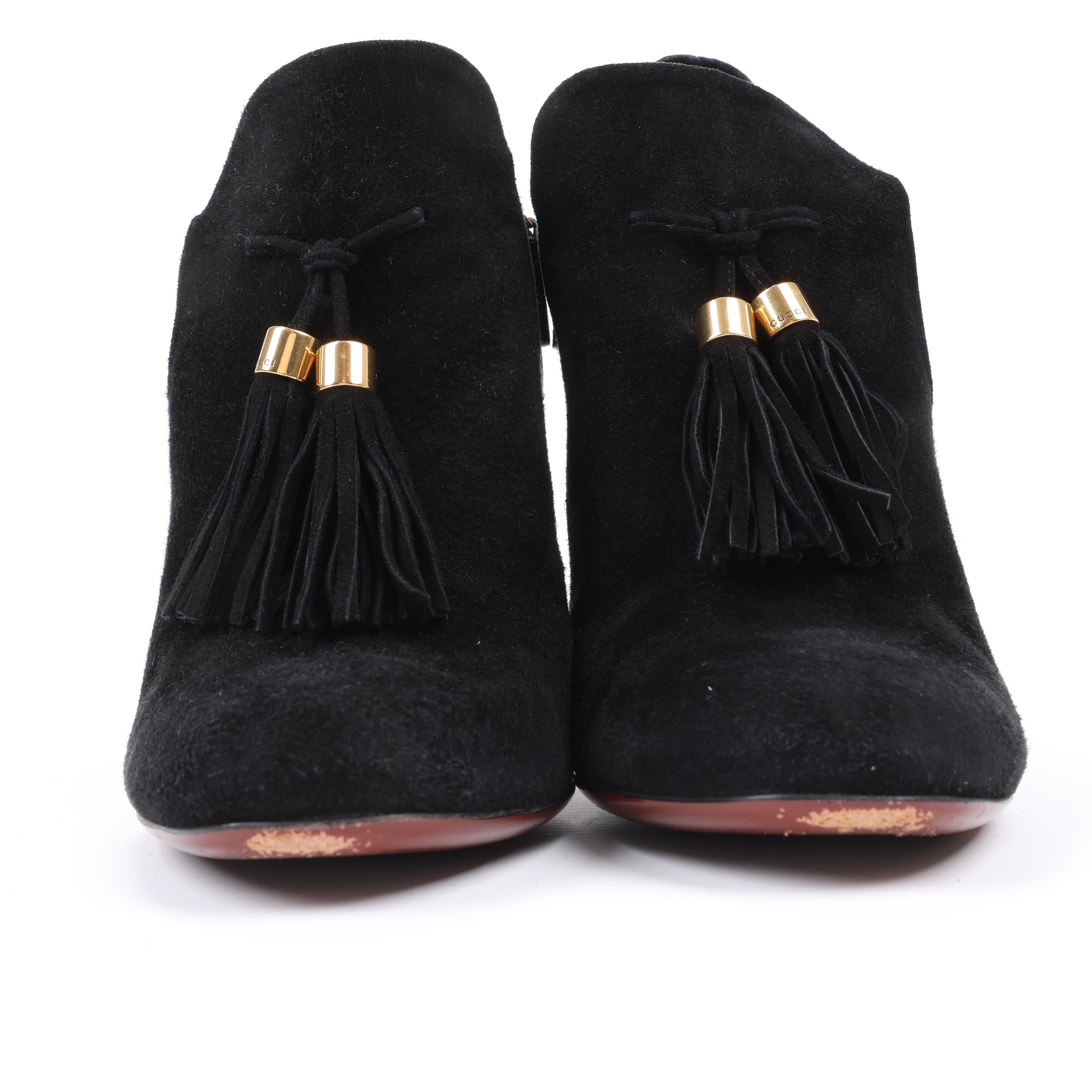Gucci Black Suede Tasseled Ankle Boots - Size 37.5 EU 298169