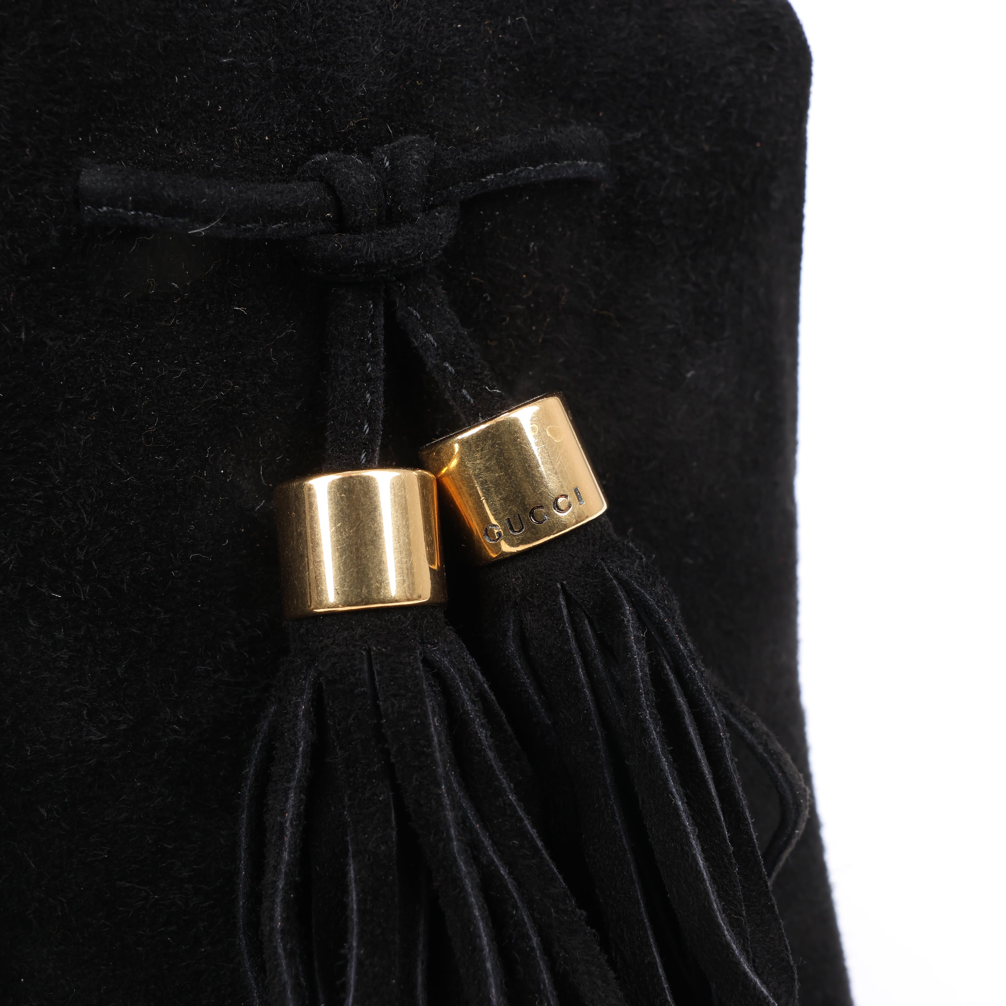 Gucci Black Suede Tasseled Ankle Boots - Size 37.5 EU 298169