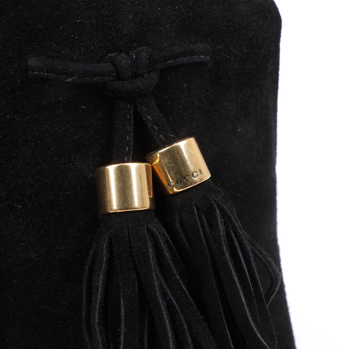 Gucci Black Suede Tasseled Ankle Boots - Size 37.5 EU 298169