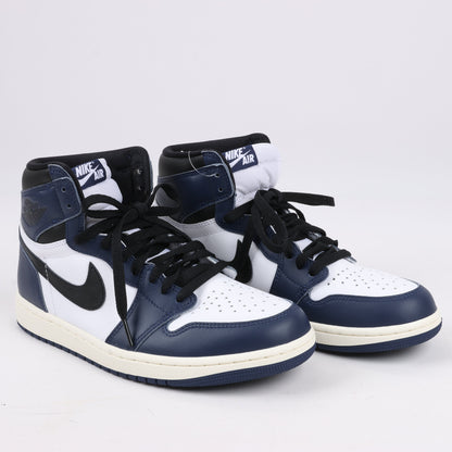 Nike Air Jordan Leather High-Top Sneakers in White x Navy DZ5485-401