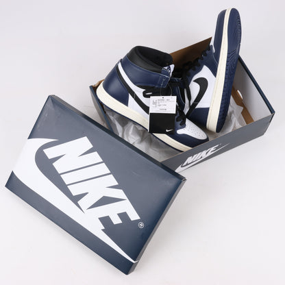 Nike Air Jordan Leather High-Top Sneakers in White x Navy DZ5485-401