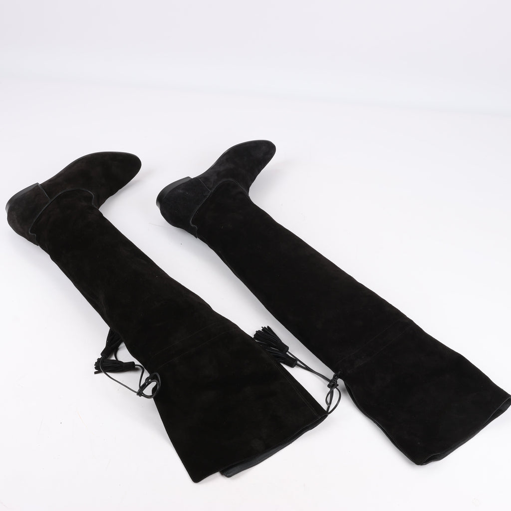 Celine Chat Botté Over-The-Knee Flat Boot in Suede Calfskin in Size 38 RM0220