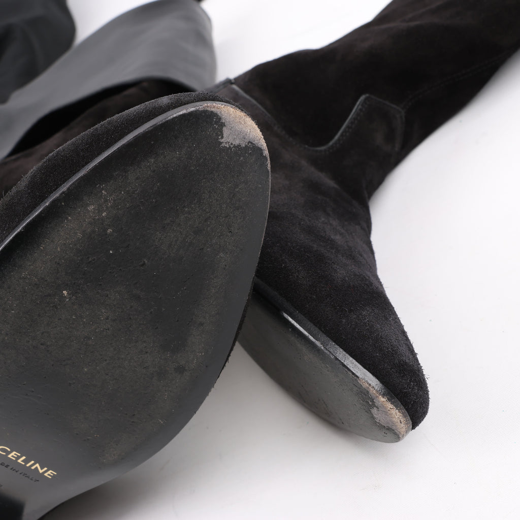 Celine Chat Botté Over-The-Knee Flat Boot in Suede Calfskin in Size 38 RM0220