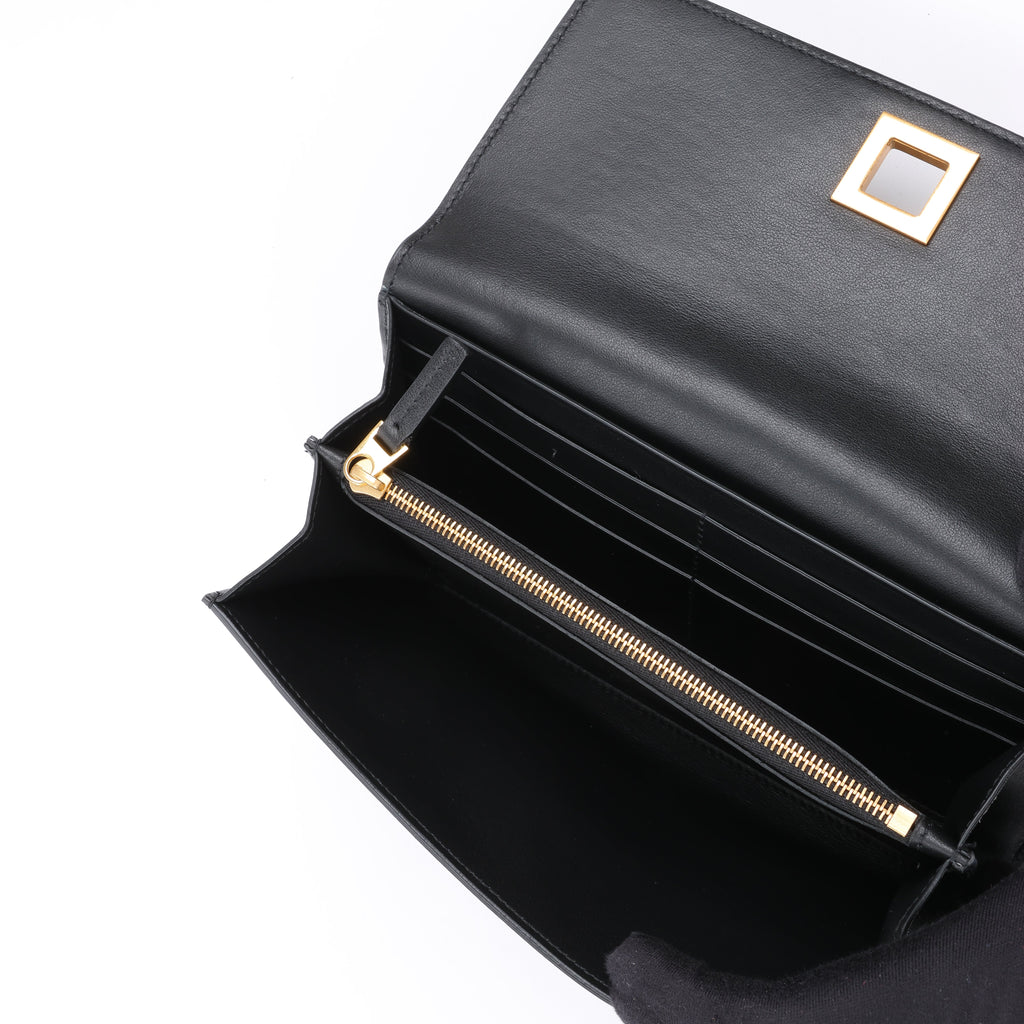 Bottega Veneta Black Smooth Leather Continental Wallet