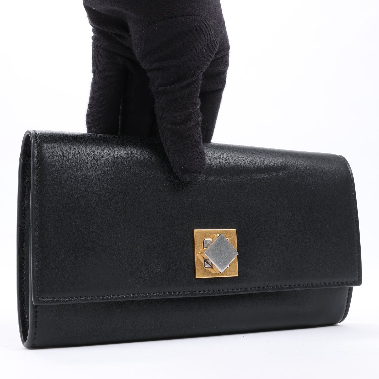 Bottega Veneta Black Smooth Leather Continental Wallet