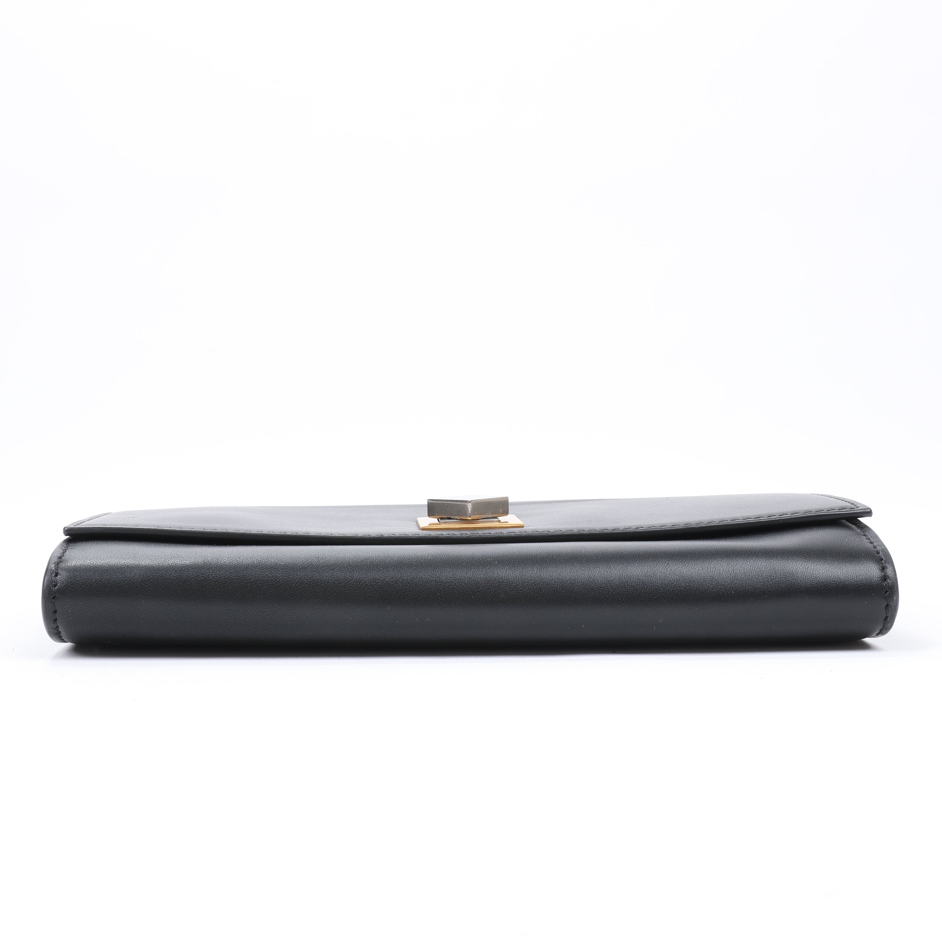 Bottega Veneta Black Smooth Leather Continental Wallet