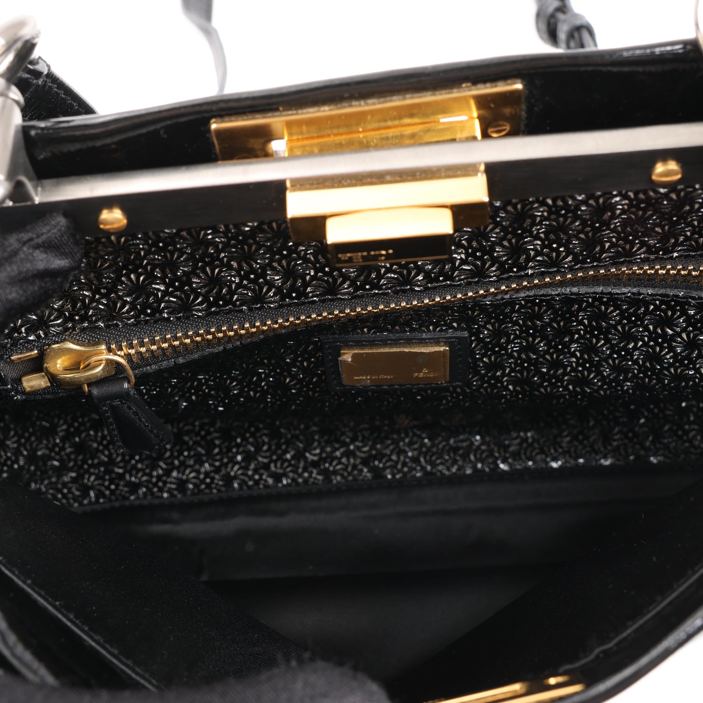 Fendi Peekaboo Patent Leather 2Way Handbag in Black 8BN211