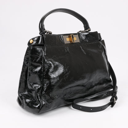 Fendi Peekaboo Patent Leather 2Way Handbag in Black 8BN211