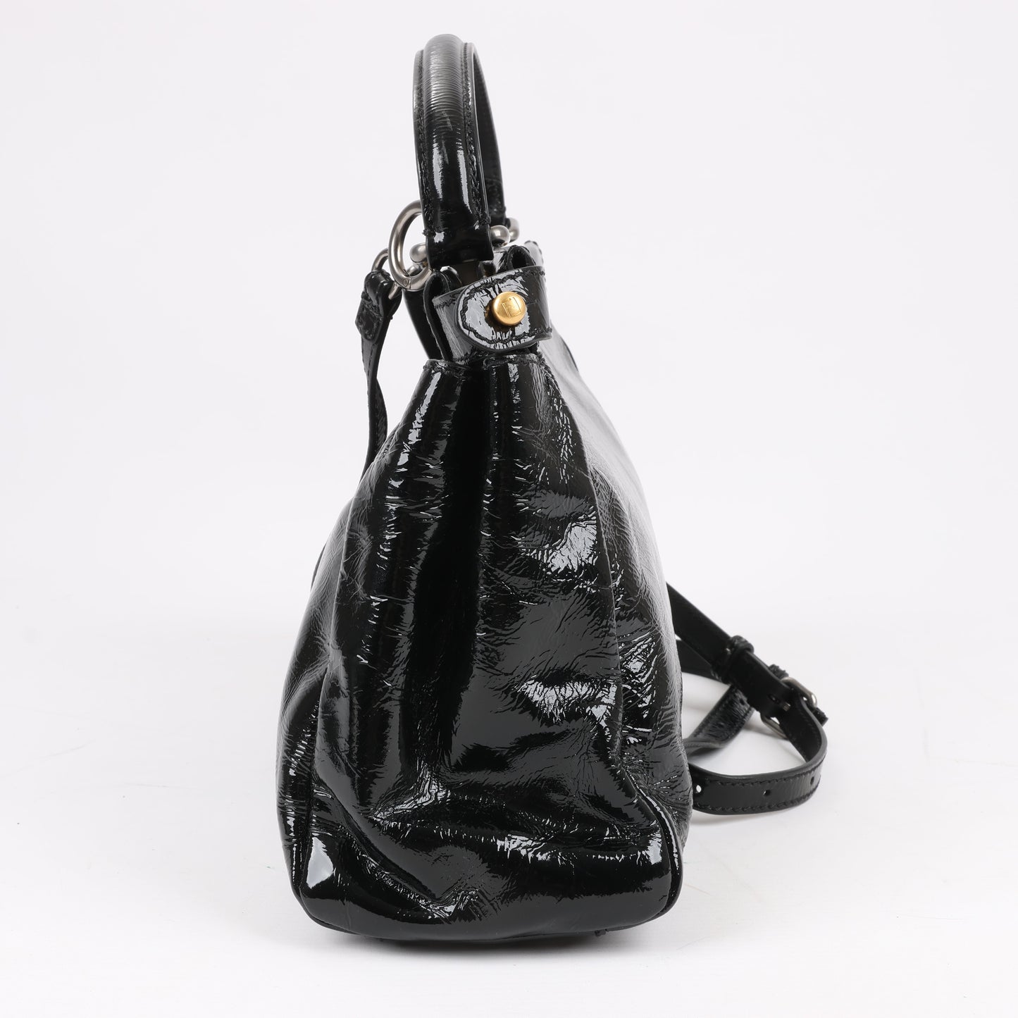 Fendi Peekaboo Patent Leather 2Way Handbag in Black 8BN211