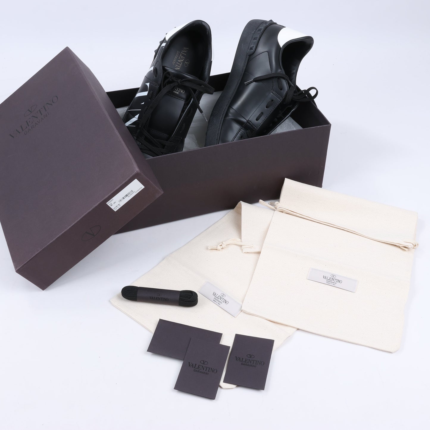 Valentino Garavani VLTN Leder-Sneakers in Schwarz x Weiß, Größe 42 EU