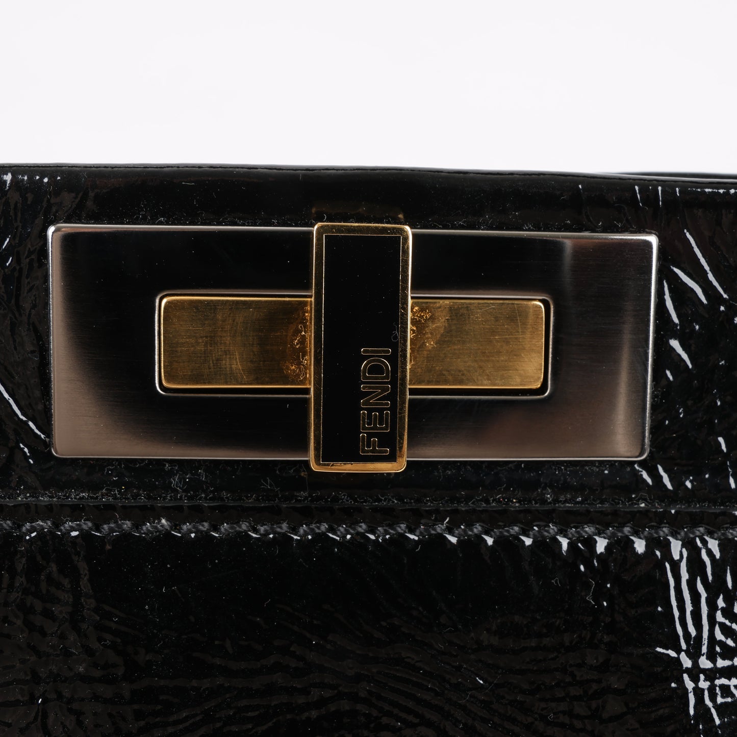 Fendi Peekaboo Patent Leather 2Way Handbag in Black 8BN211