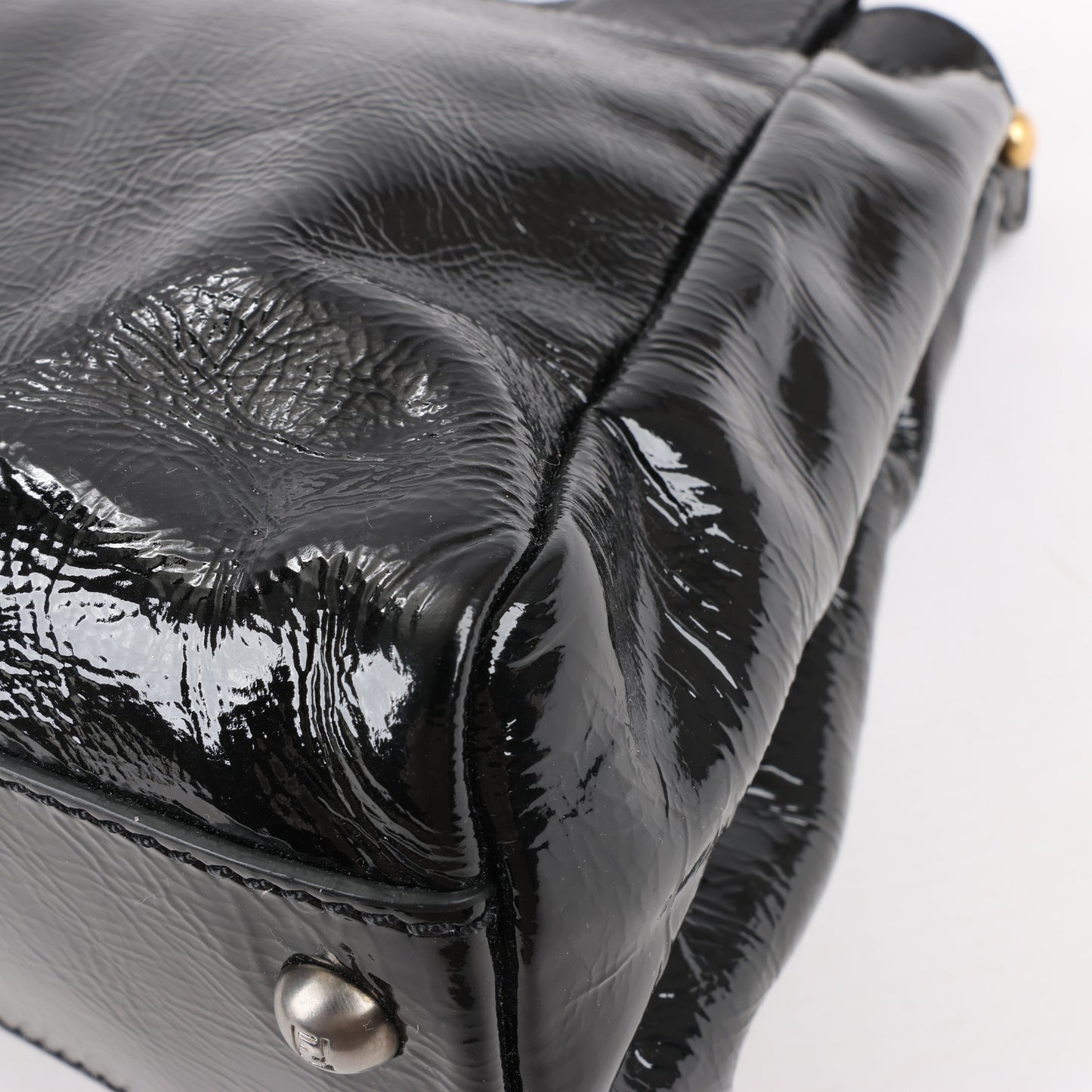 Fendi Peekaboo Patent Leather 2Way Handbag in Black 8BN211