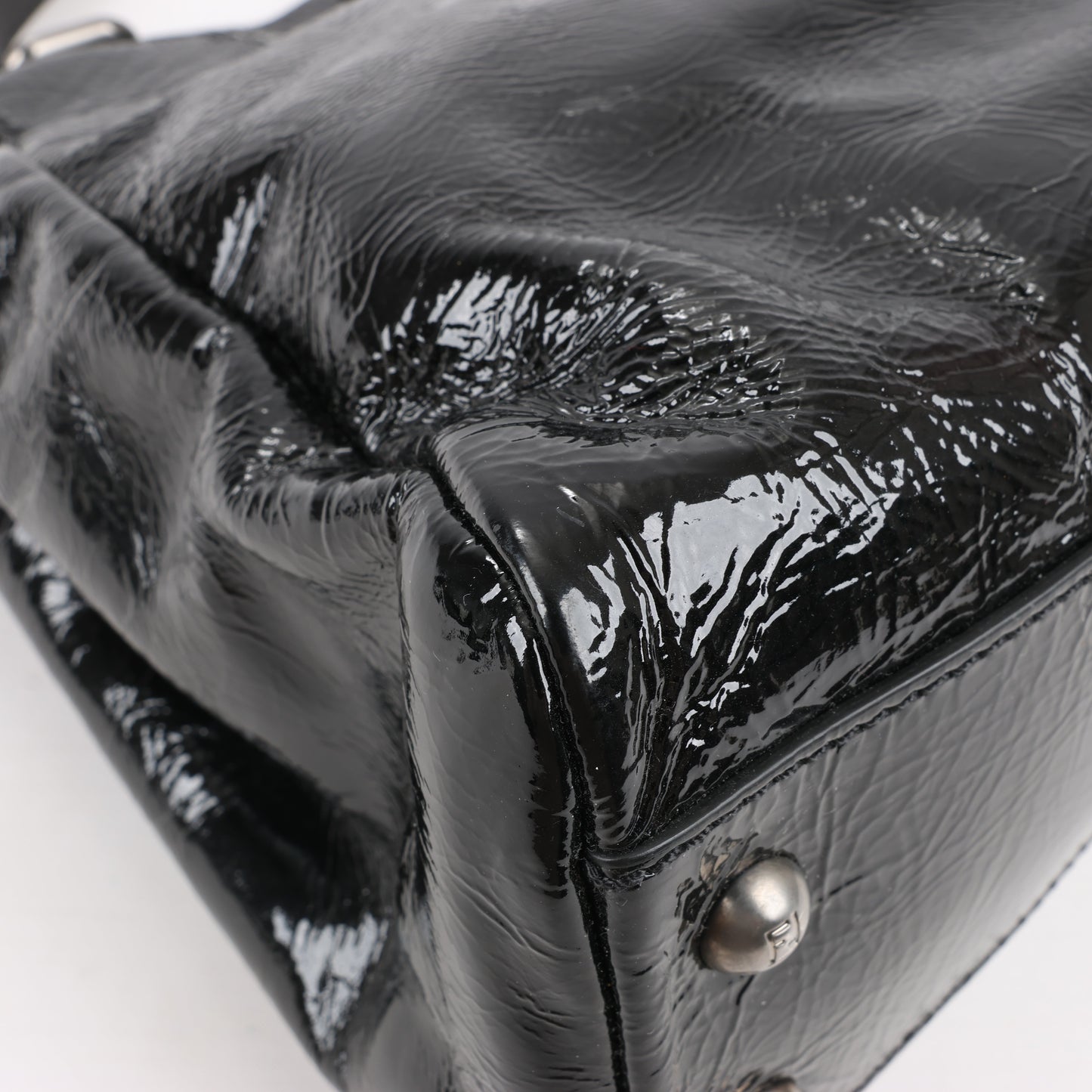 Fendi Peekaboo Patent Leather 2Way Handbag in Black 8BN211