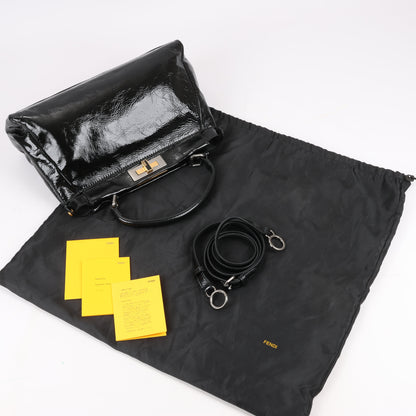 Fendi Peekaboo Patent Leather 2Way Handbag in Black 8BN211