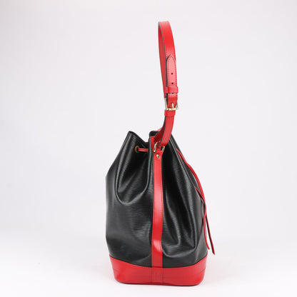 LOUIS VUITTON Epi Leather Noe Shoulder Bag in Black x Castilian Red