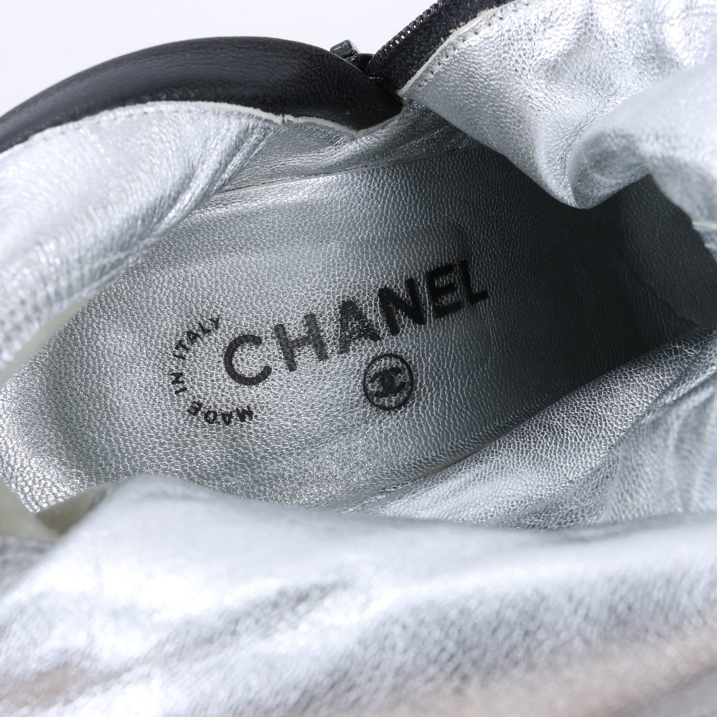 Chanel Coco Mark Velour Long Boots in Black, Size 37.5 EU