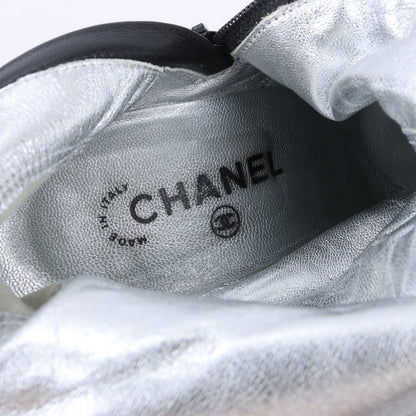 Chanel Coco Mark Velour Long Boots in Black, Size 37.5 EU