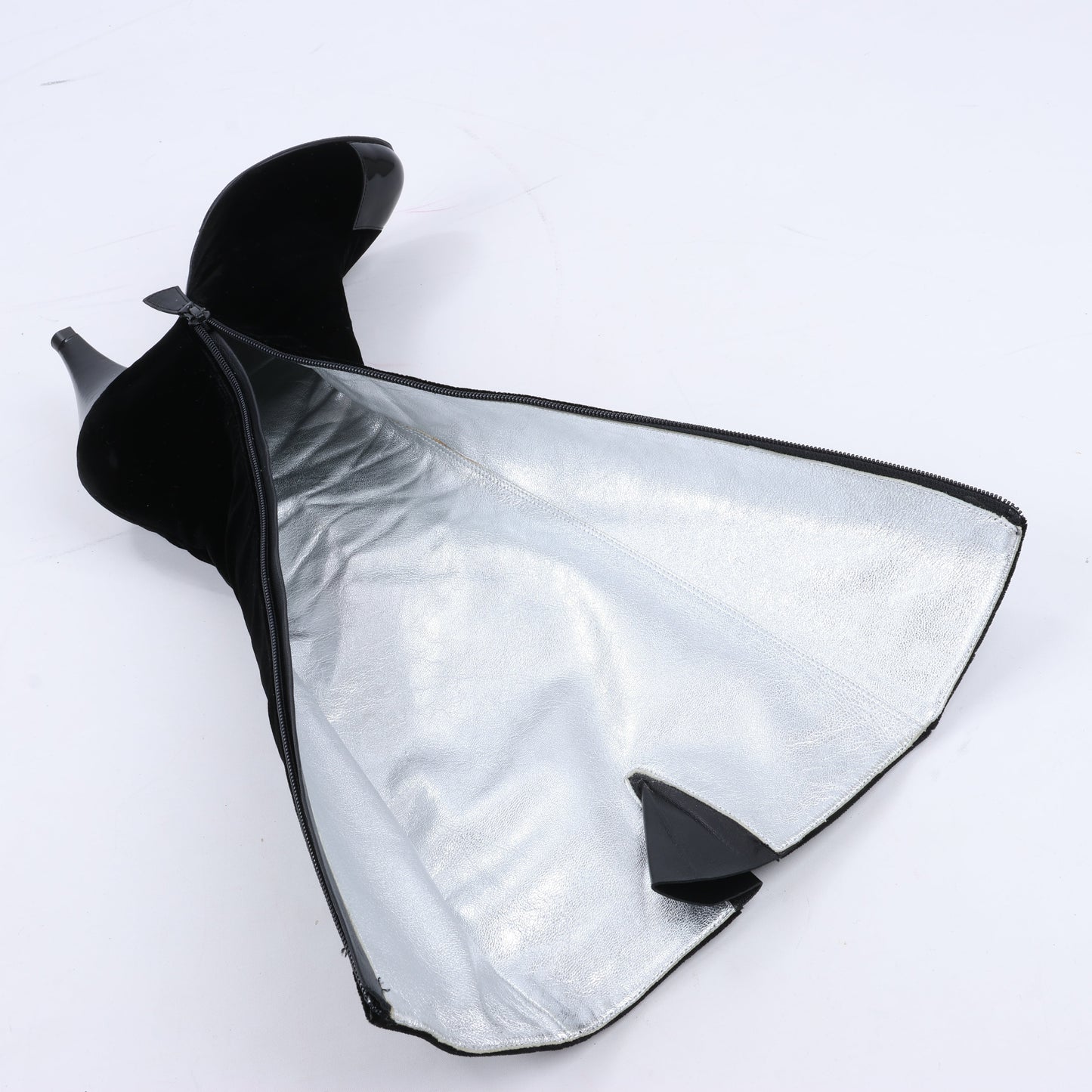 Chanel Coco Mark Velour Long Boots in Black, Size 37.5 EU