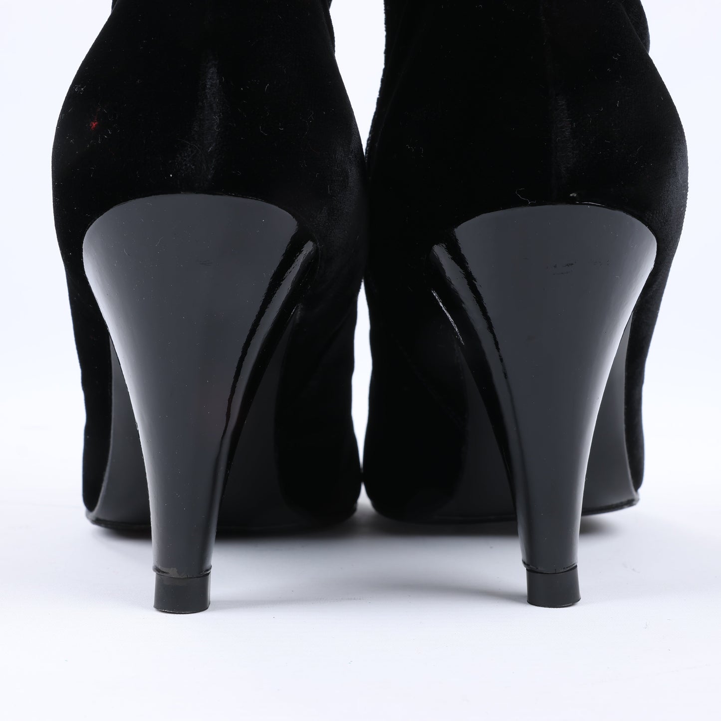 Chanel Coco Mark Velour Long Boots in Black, Size 37.5 EU