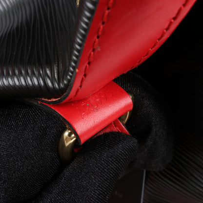 LOUIS VUITTON Epi Leather Noe Shoulder Bag in Black x Castilian Red