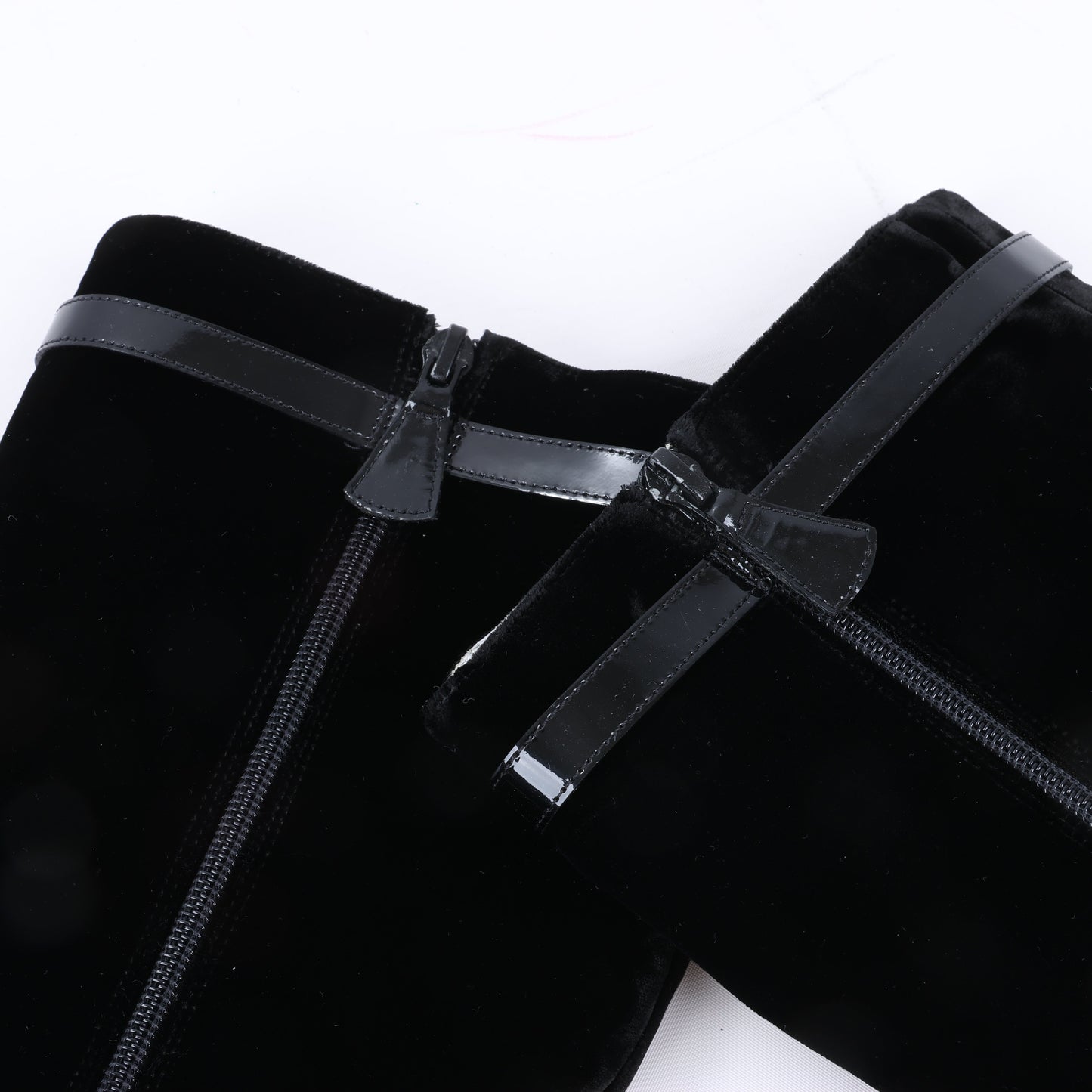 Chanel Coco Mark Velour Long Boots in Black, Size 37.5 EU