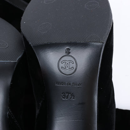 Bottes longues Chanel Coco Mark en velours noir, pointure 37,5