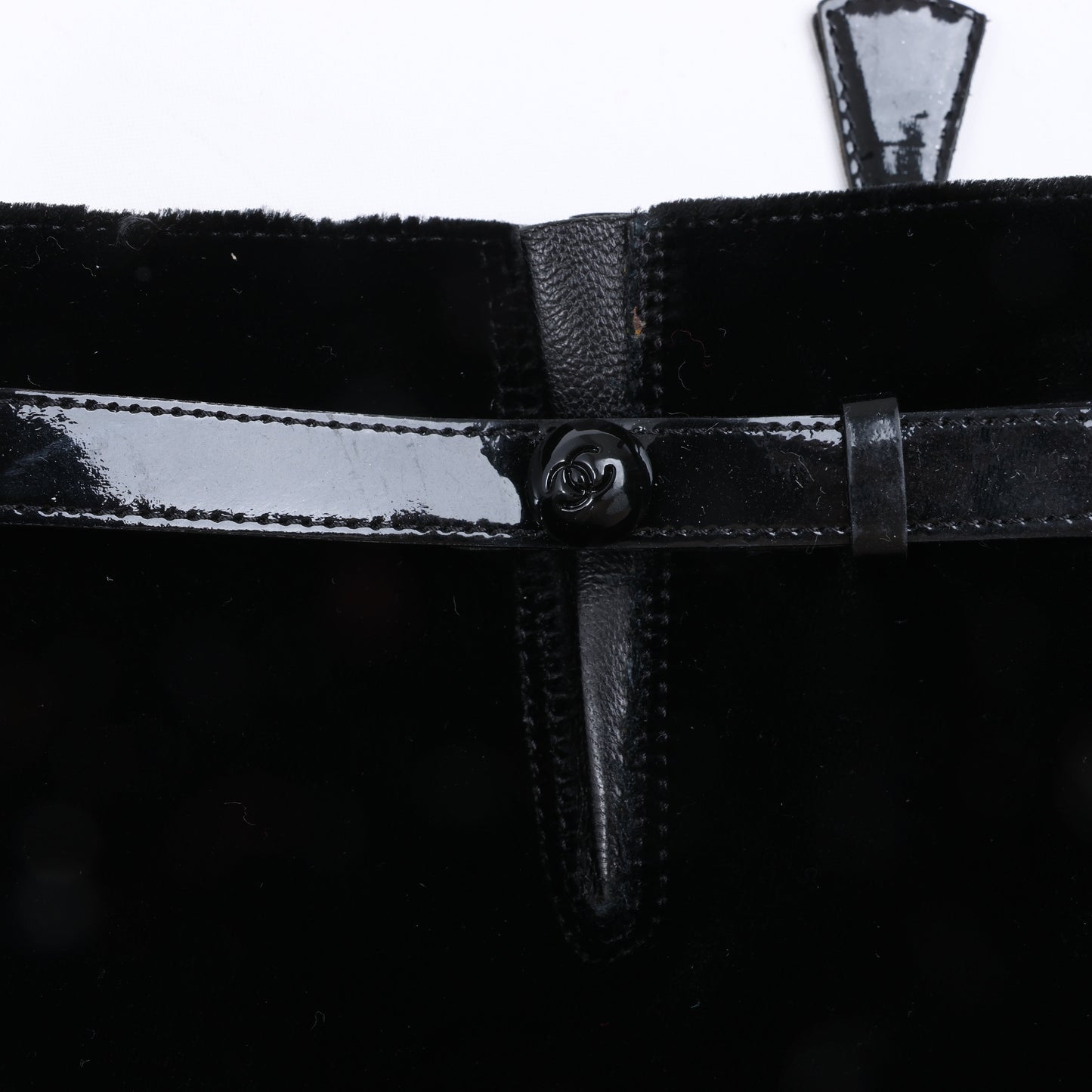 Chanel Coco Mark Velour Long Boots in Black, Size 37.5 EU