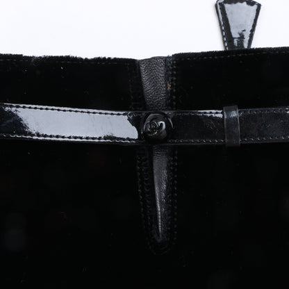 Chanel Coco Mark Velour Long Boots in Black, Size 37.5 EU