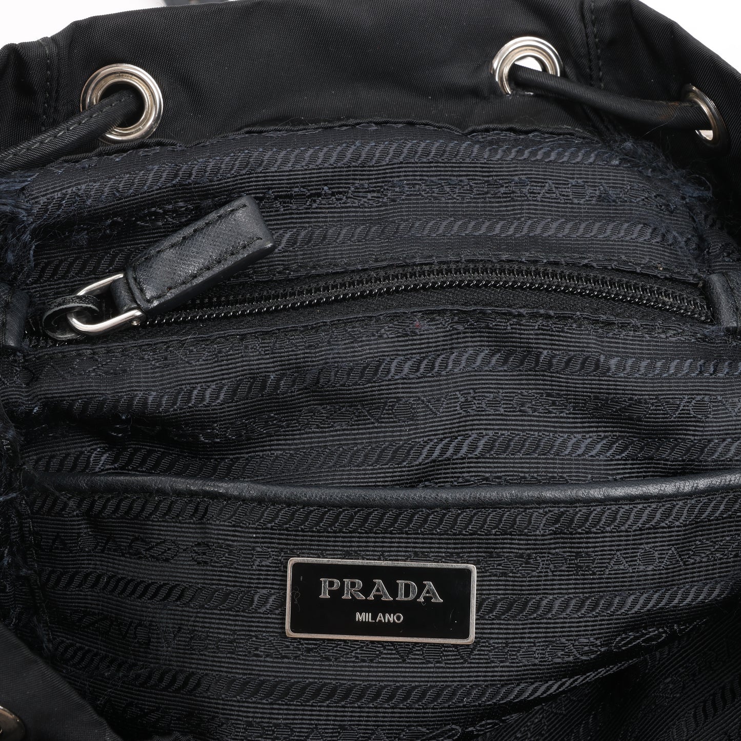 Sac à dos Prada en tissu et cuir noir
