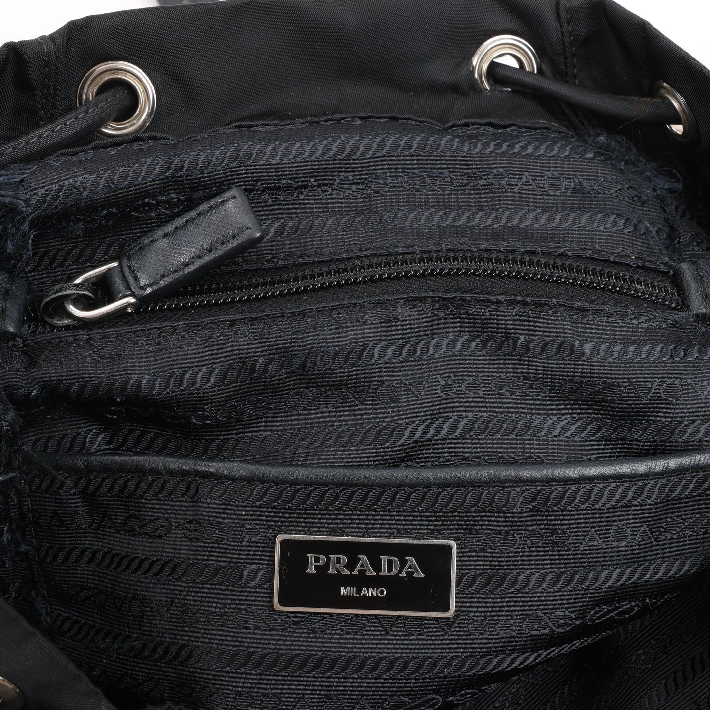 Sac à dos Prada Tessuto en tissu et cuir noir
