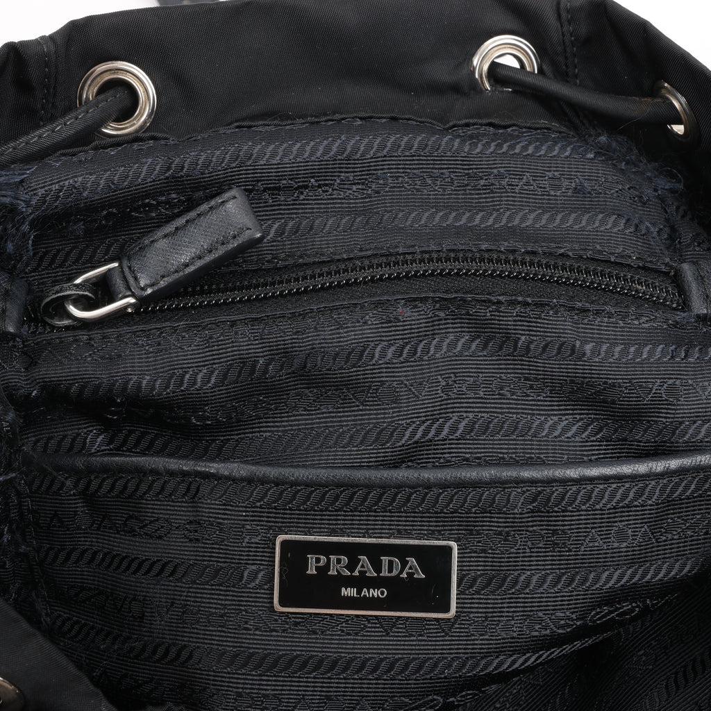 Prada Tessuto Fabric x Leather Backpack in Black