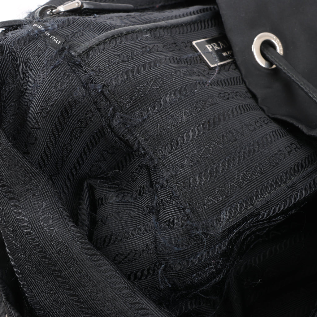 Prada Tessuto Fabric x Leather Backpack in Black