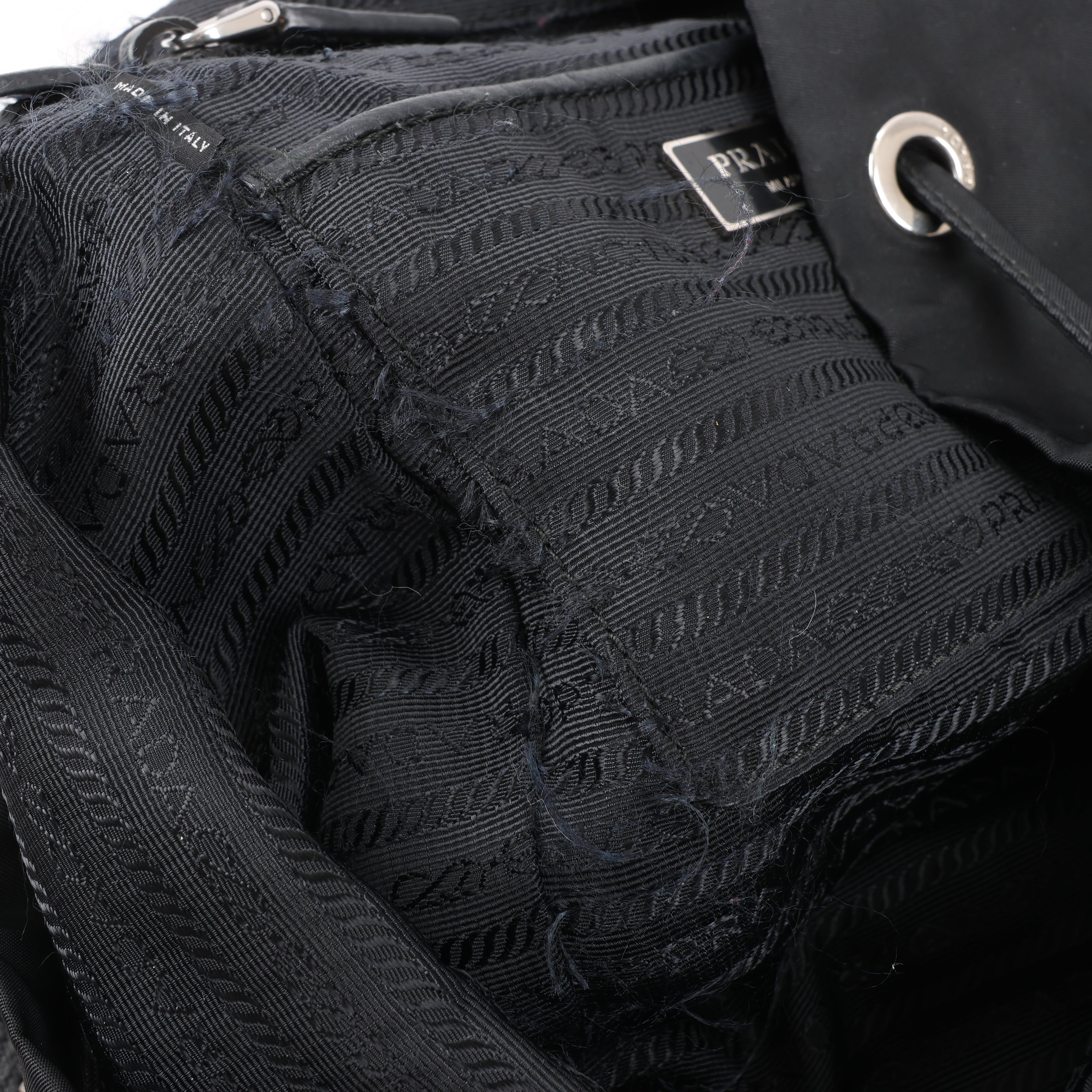 Prada Tessuto Fabric x Leather Backpack in Black