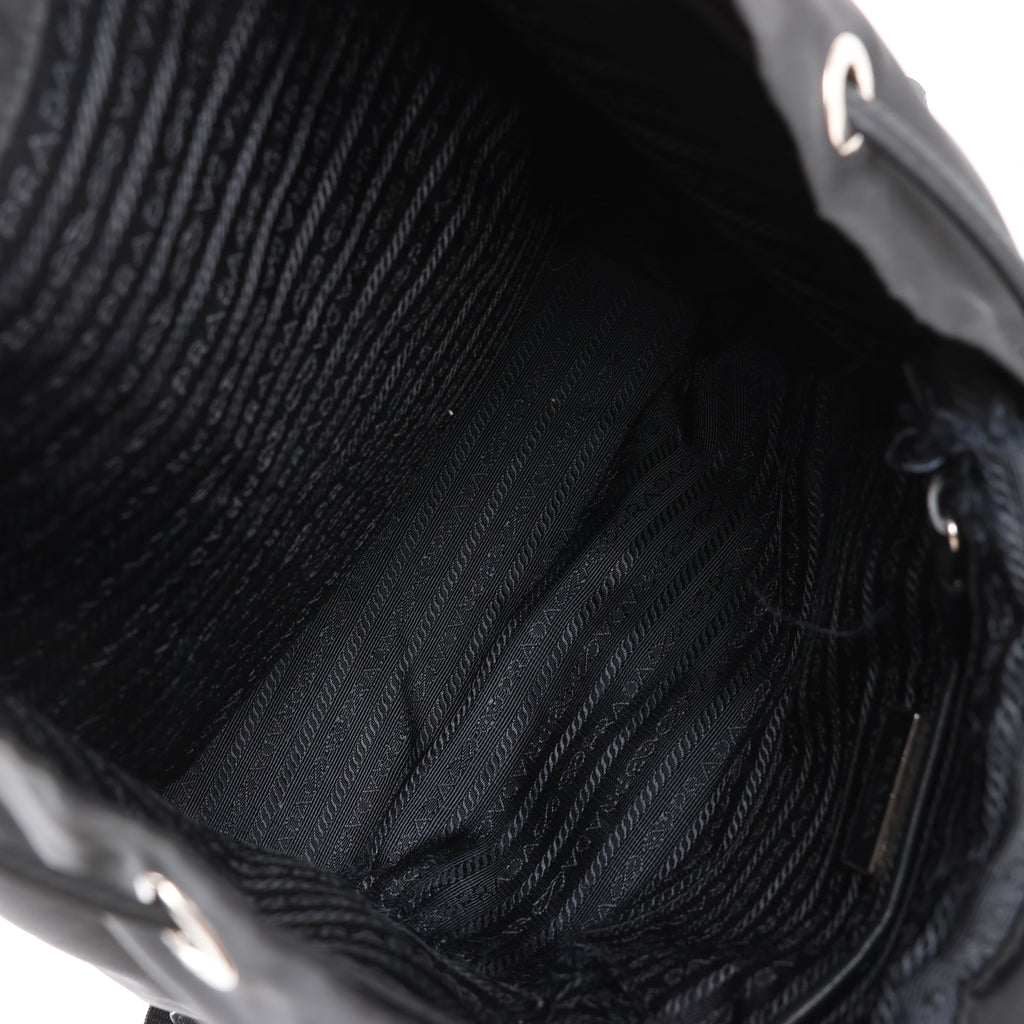 Prada Tessuto Fabric x Leather Backpack in Black