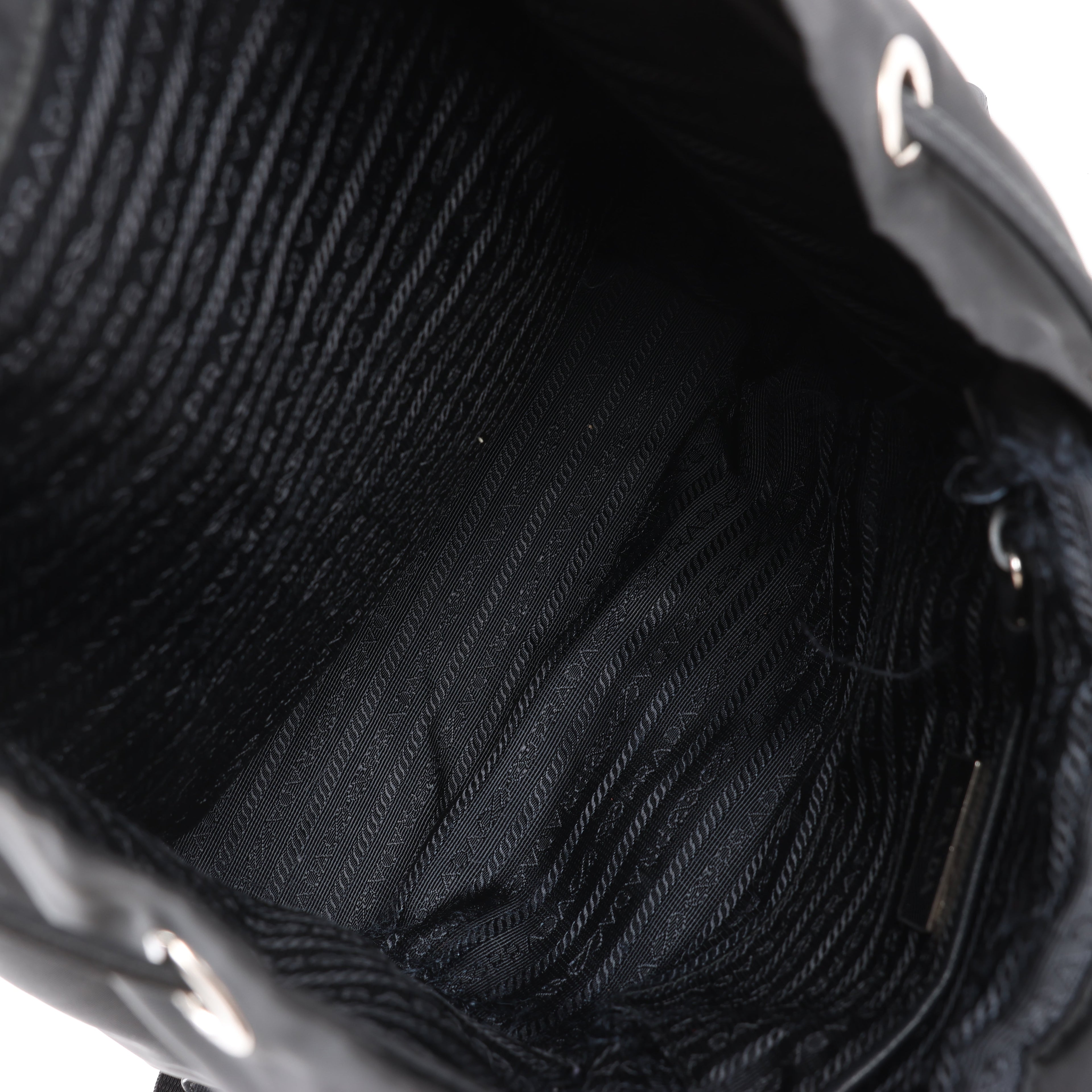 Prada Tessuto Fabric x Leather Backpack in Black