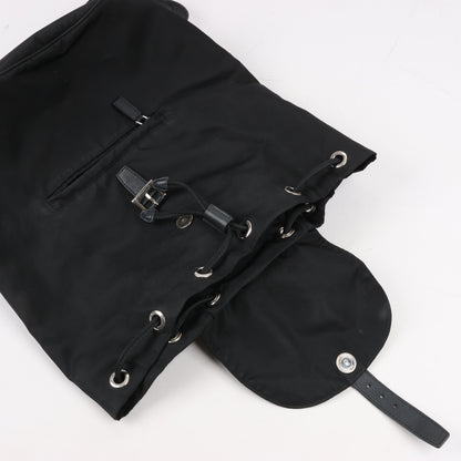 Prada Tessuto Fabric x Leather Backpack in Black
