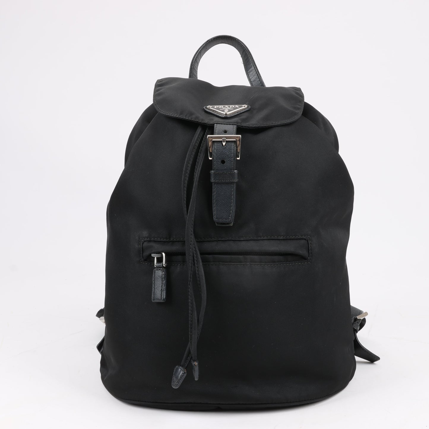 Prada Tessuto Fabric x Leather Backpack in Black