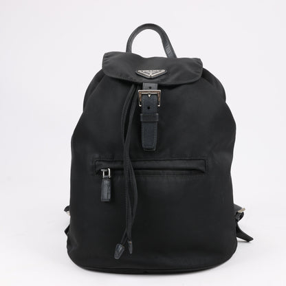 Prada Tessuto Fabric x Leather Backpack in Black