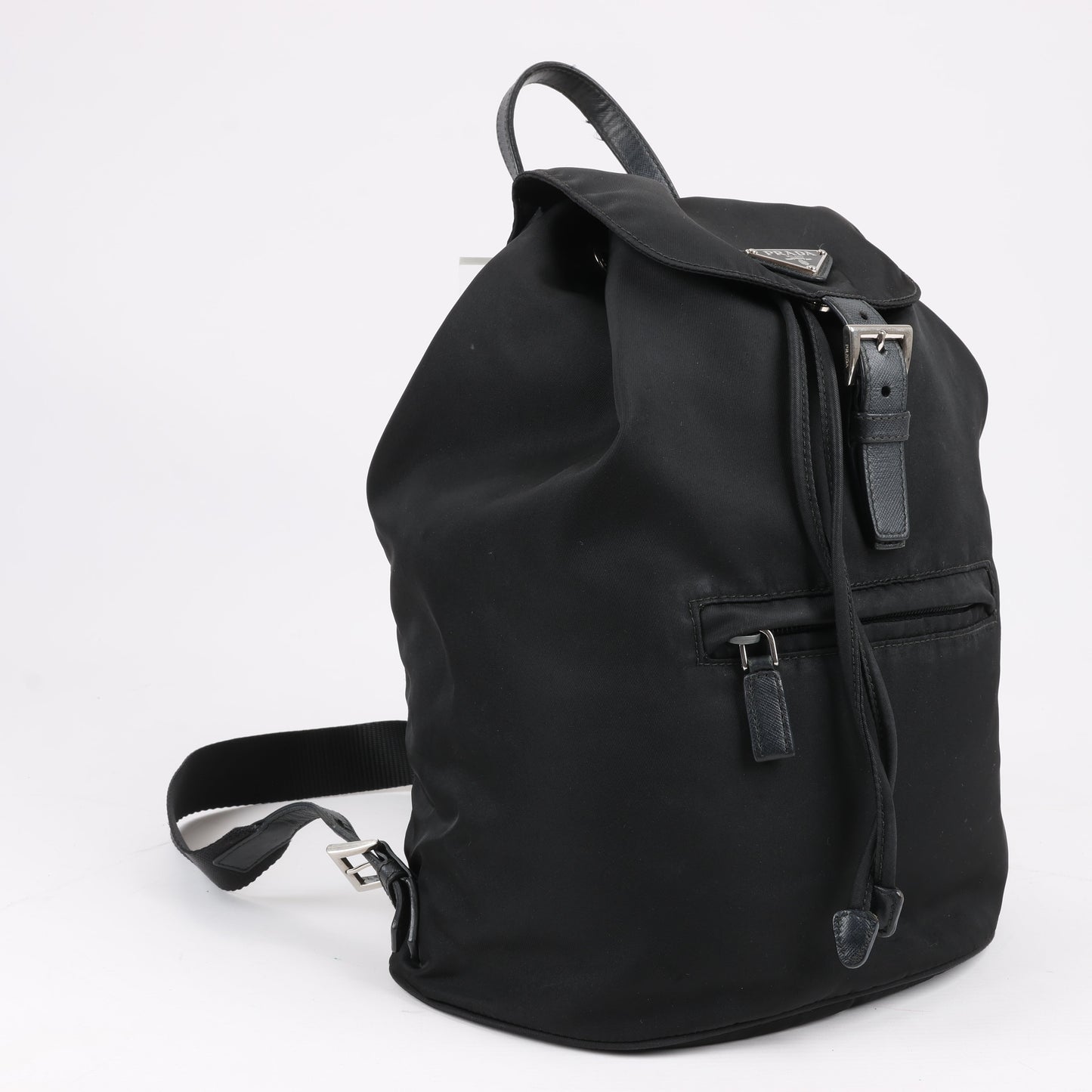 Prada Tessuto Fabric x Leather Backpack in Black