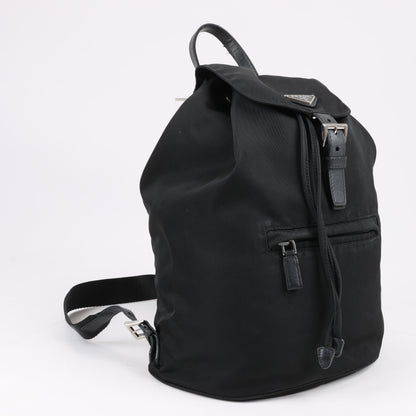 Prada Tessuto Fabric x Leather Backpack in Black