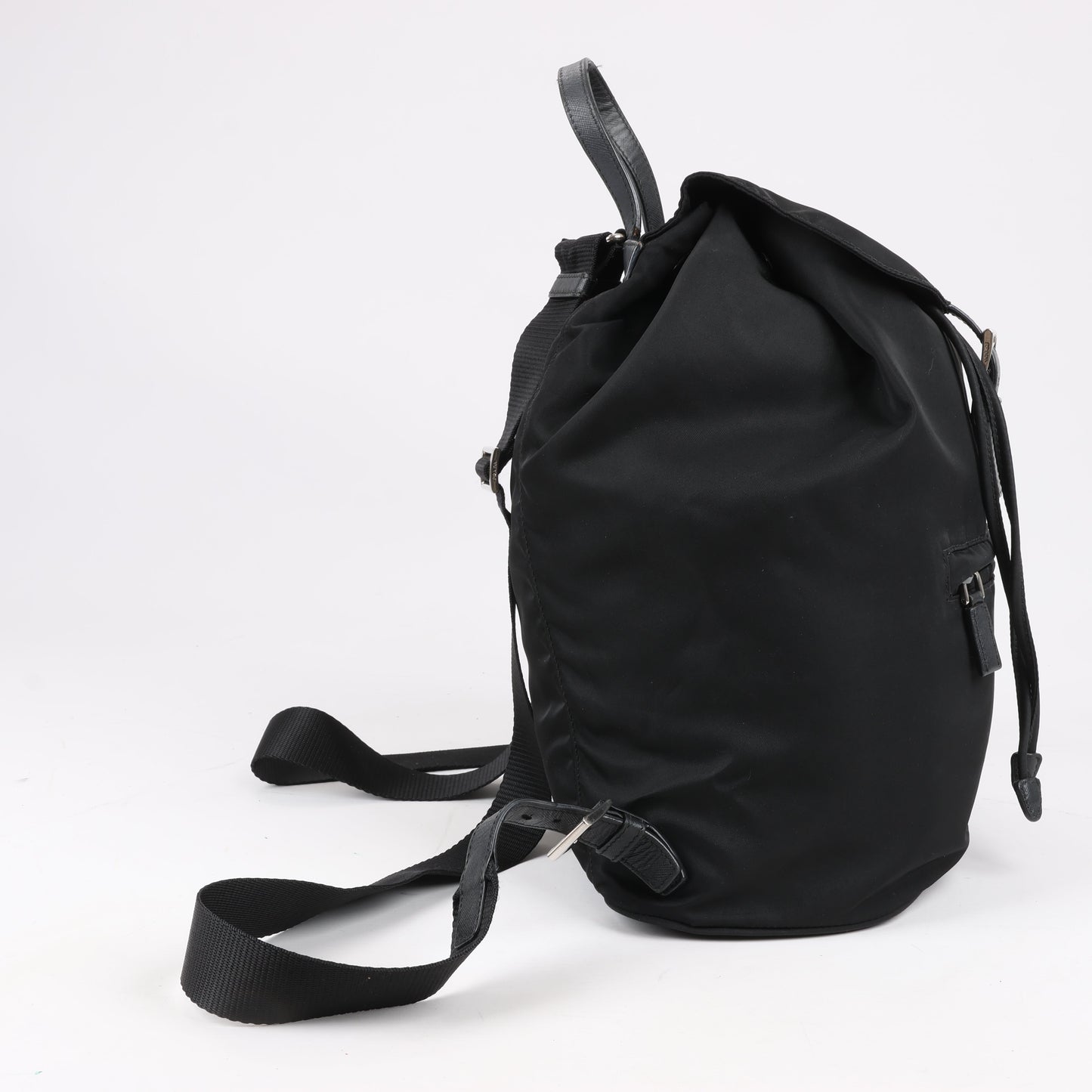 Prada Tessuto Fabric x Leather Backpack in Black