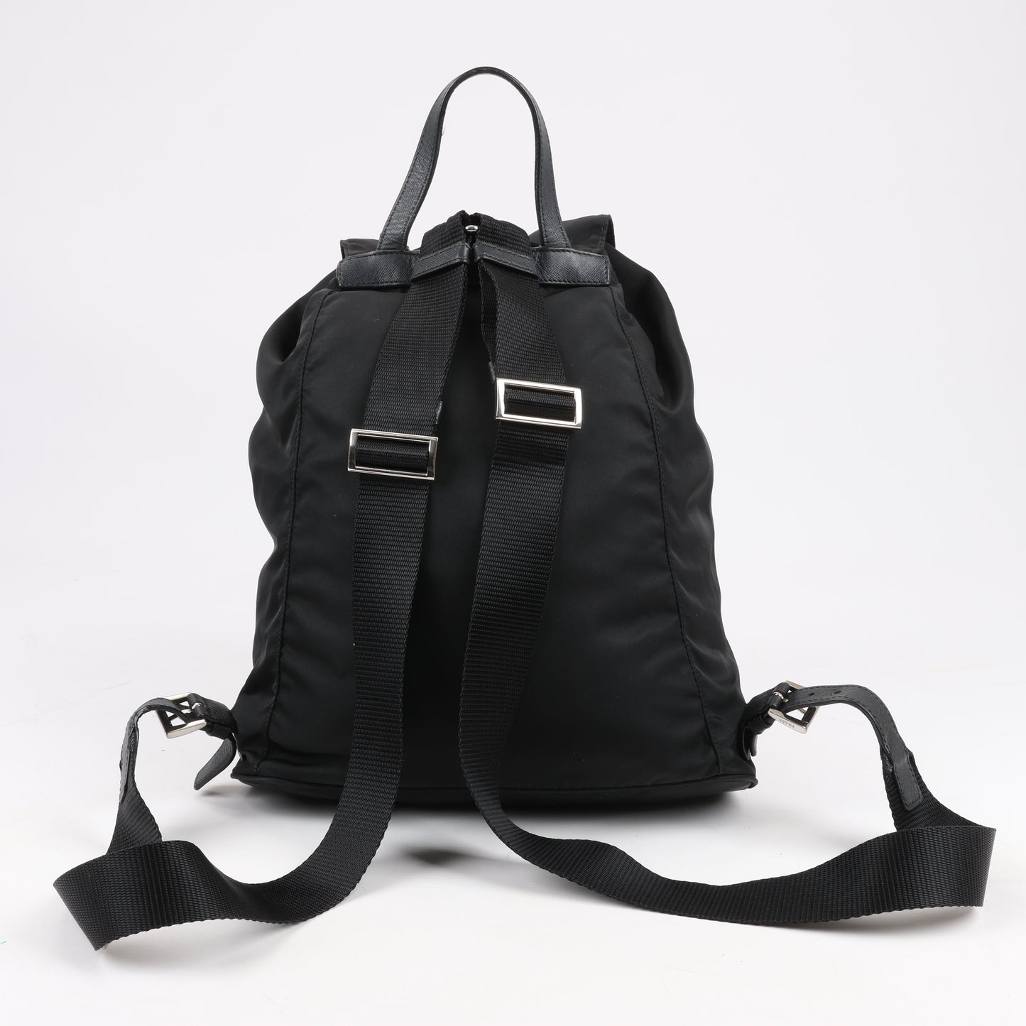 Prada Tessuto Fabric x Leather Backpack in Black