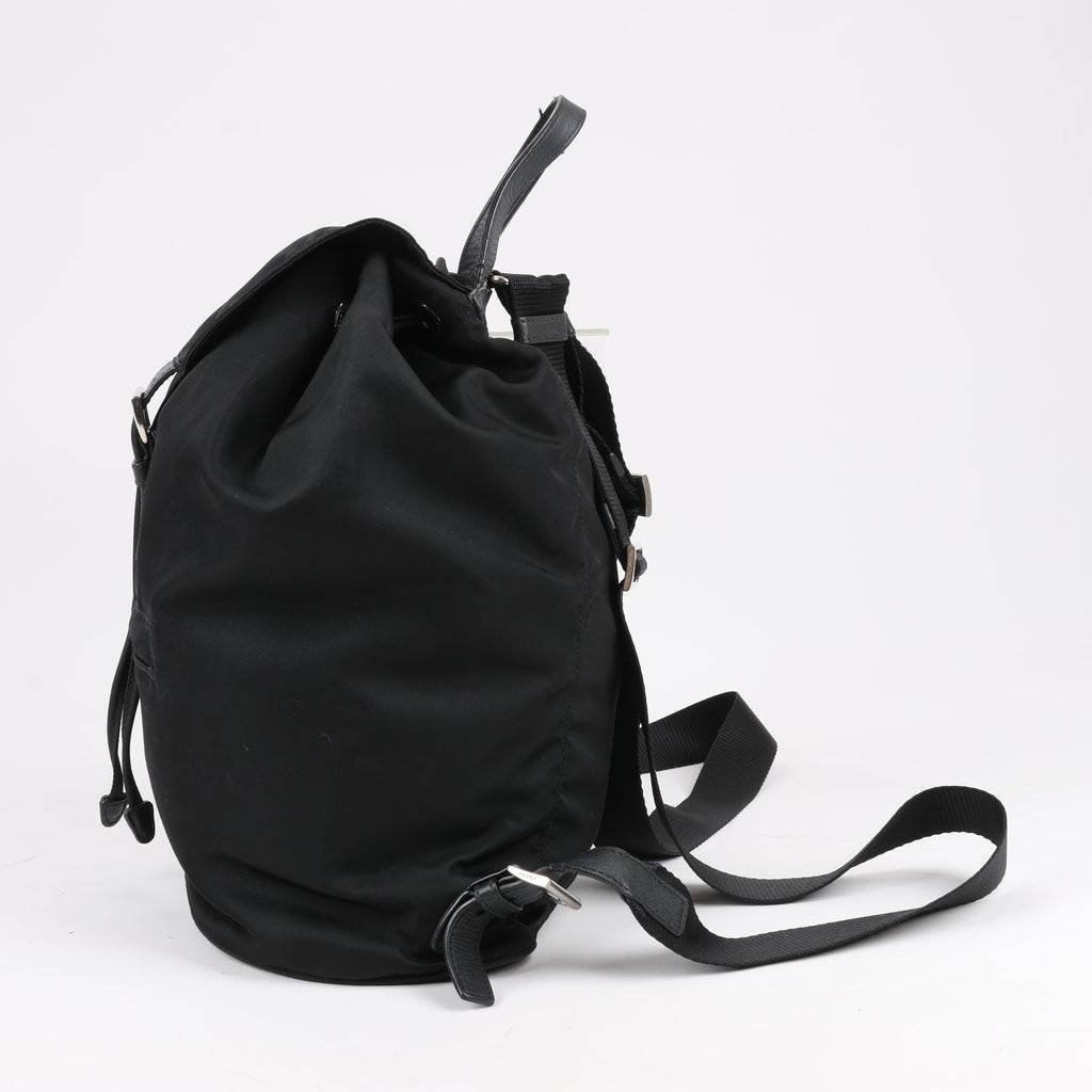 Prada Tessuto Fabric x Leather Backpack in Black