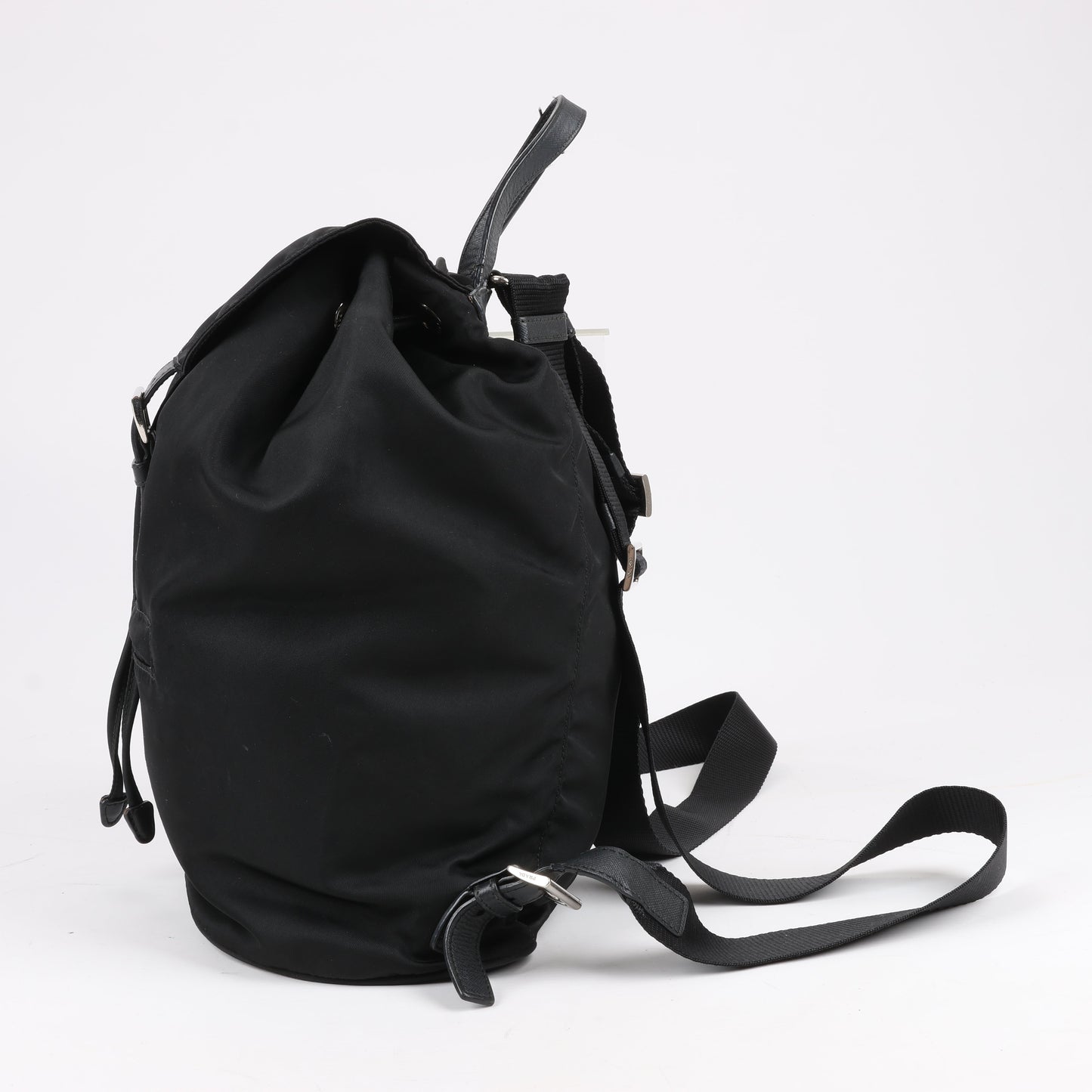 Prada Tessuto Fabric x Leather Backpack in Black