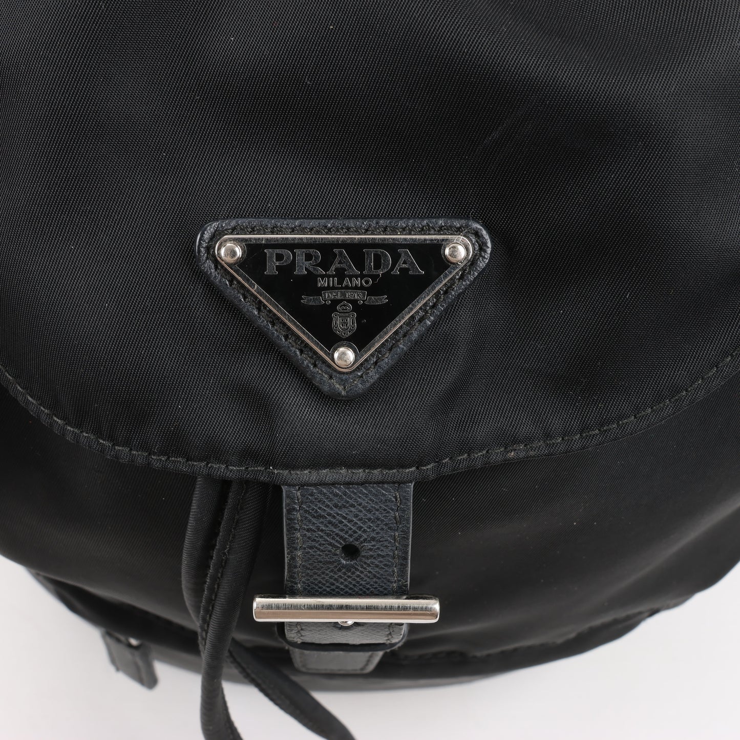 Prada Tessuto Fabric x Leather Backpack in Black