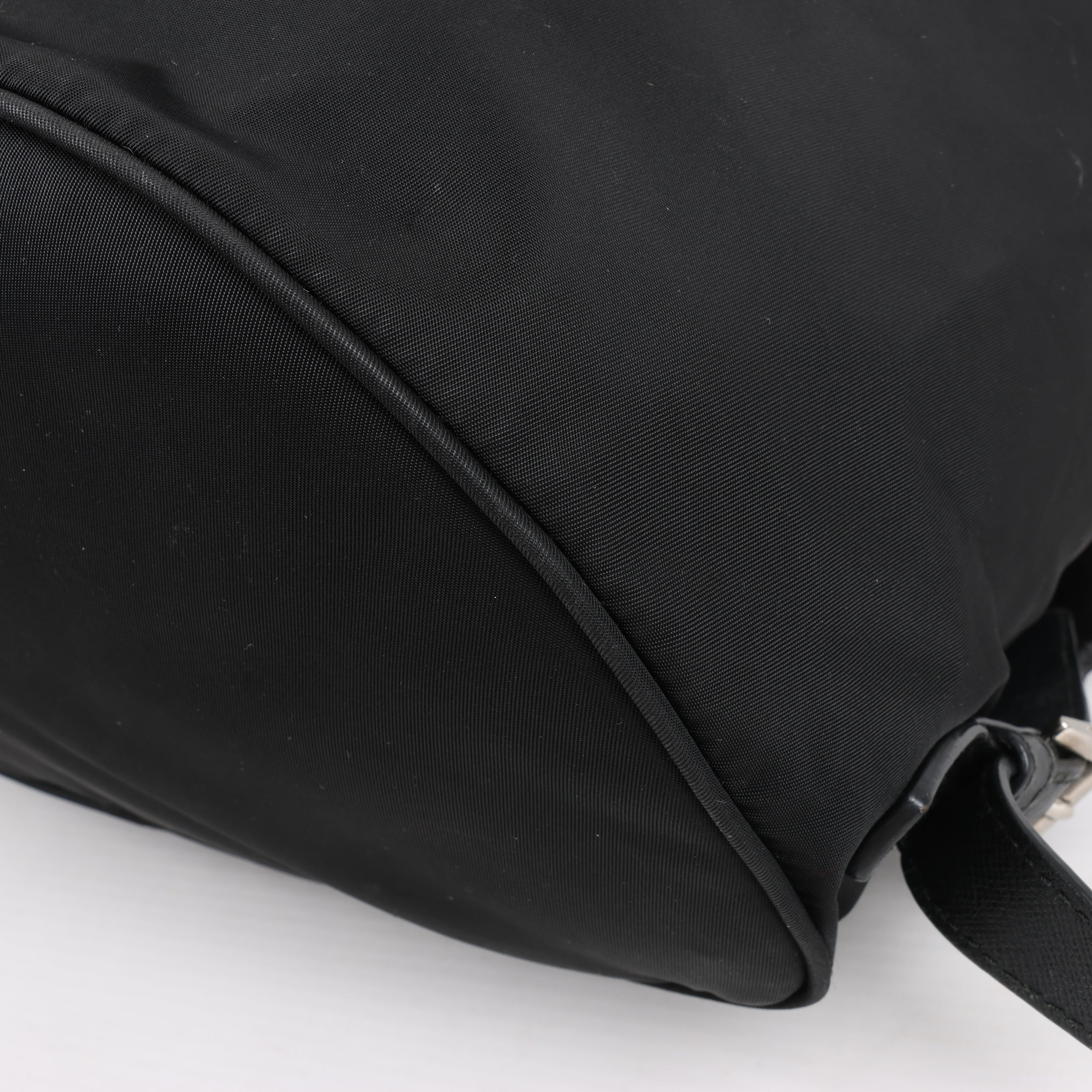 Prada Tessuto Fabric x Leather Backpack in Black